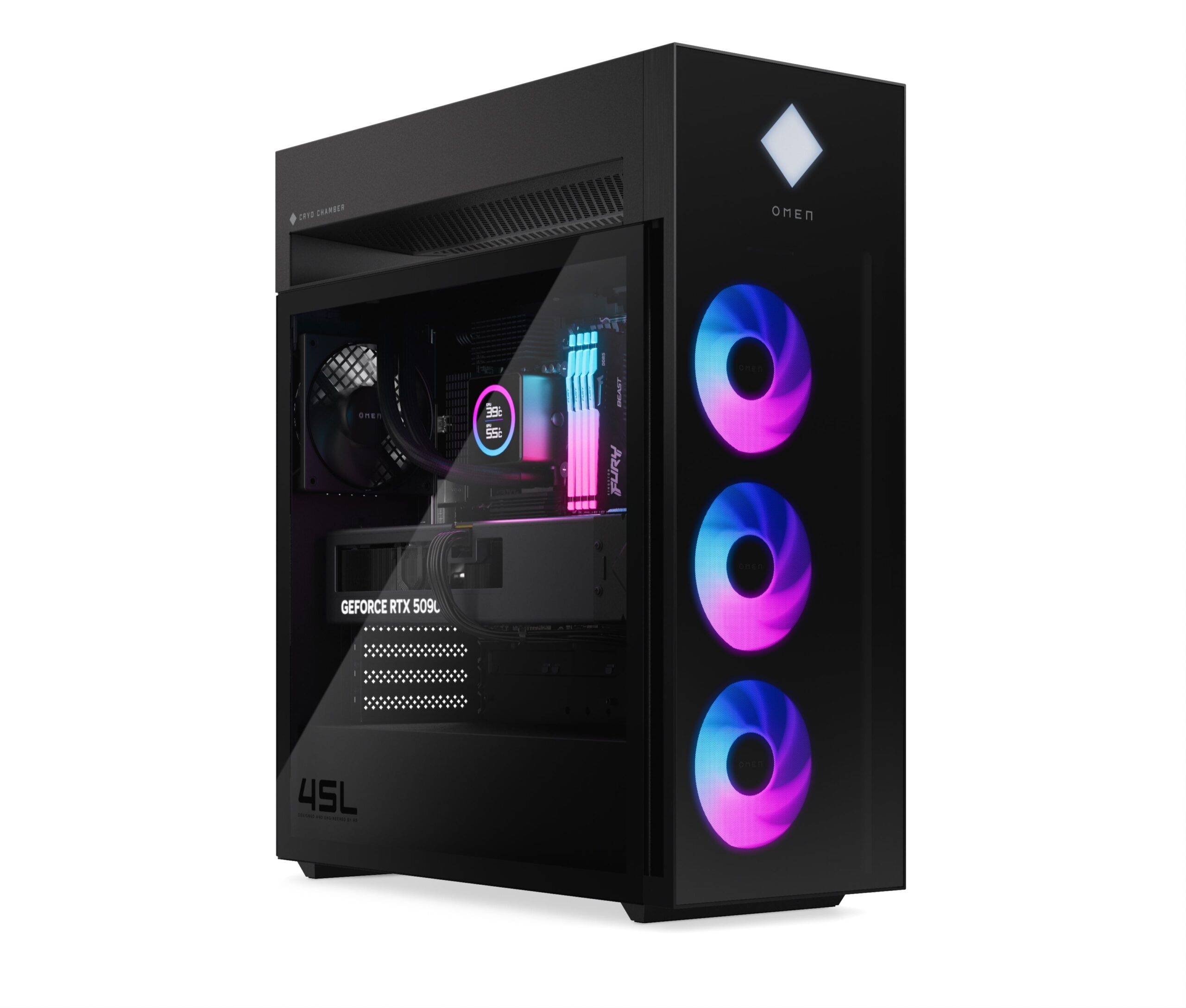 OMEN by HP 45L Gaming Desktop GT22-3090, Windows 11 Pro, Intel® Core™ Ultra 9, 64GB RAM, 2TB SSD, NVIDIA® GeForce RTX™ 5090, Black - Image 2